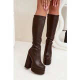 Boto Insulated women's boots on heel and platform chocolate Lysara | Shoptok.si