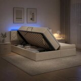  LED krevet za pohranu s madracem Krem 200 x 200 cm Tkanina | shoptok.hr