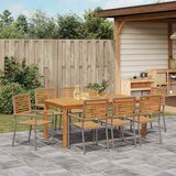  Vrtni set za objed 9 kom. Siva Čvrsto drvo akacije 180 x 90 x 75 cm | Shoptok.si
