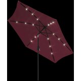 Vrtni suncobran s LED svjetlima i čeličnom šipkom 300 cm bordo | shoptok.hr