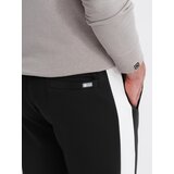 Ombre Men's sweatpants joggers with contrasting stripes - black | ePonuda.com
