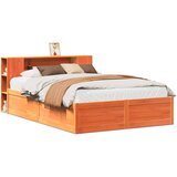 vidaXL Posteljni okvir brez vzmetnice voščeno rjav 140x190 cm borovina | Shoptok.si
