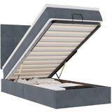 Maison Chic Otomanski Posteljni okvir - Enojna postelja - Postelja za odrasle z vzmetnicami siv 90x200cm žamet-J2123, (21761953) | Shoptok.si