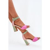 EVENTO Elegant Women's Heeled Sandals Pink-Green Rosazara | shoptok.hr
