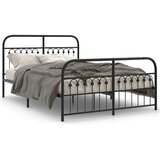 Furnova Kovinski posteljni okvir z vzglavjem in vznožjem črn 137x190 cm, (21935281) | Shoptok.si