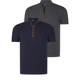 Dewberry DUAL SET T8571 ZIPPERED MENS T-SHIRT-ANTHRACITE-LACQUER BLUE | shoptok.hr