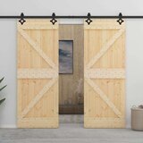  Klizna vrata s priborom za montažu 90 x 210 cm masivna borovina | shoptok.hr