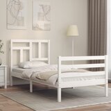 Maison Chic Posteljni okvir - Enojna postelja - Postelja za odrasle z vzglavjem bel 90x200 cm trden les-J9343, (21776064) | Shoptok.si