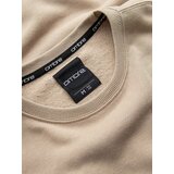 Ombre Men's non-stretch sweatshirt with college style patch - sand | Shoptok.si