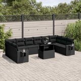 Maison Chic Seti vrtnega pohištva - Vrtna garnitura - Vrtni pohištvo set 11-delna z blazinami črn poli ratan, (21815029) | Shoptok.si