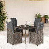  5-dijelni vrtni bistro set od poliratana s jastucima sivi Siva 90 x 90 x 75 cm | Shoptok.si