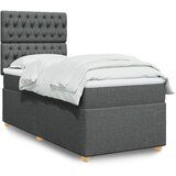vidaXL Box spring postelja z vzmetnico temno siva 90x200 cm blago | Shoptok.si