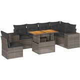 Maison Chic Seti vrtnega pohištva - Vrtna garnitura - Vrtni pohištvo set 7-delna z blazinami siv poli ratan, (21802330) | Shoptok.si