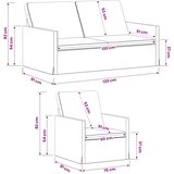  Set sofe 2 pcs Tamnosiva Kordura tekstil | shoptok.hr