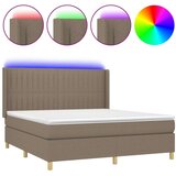  Box spring s madracem LED smeđesivi 160x200 cm tkanina | shoptok.hr