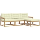  Set vanjskih sofa s jastukom 4 pcs Bijela i krem Poliester | shoptok.hr