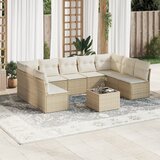 Maison Chic Seti vrtnega pohištva - Vrtna garnitura - Vrtni pohištvo set 10-delna z blazinami bež poli ratan, (21819498) | Shoptok.si