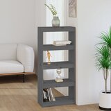 vidaXL knjižna omara / pregrada siva 60x30x135,5 cm trden les Cene