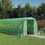vidaXL Rastlinjak z jeklenim ogrodjem zelen 20 m² 10x2x2 m Cene