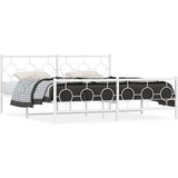 vidaXL Kovinski posteljni okvir z vzglavjem in vznožjem bel 183x213 cm | Shoptok.si