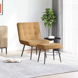 vidaXL Stol za sproščanje s stolčkom rjav žamet | Shoptok.si