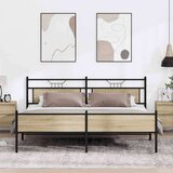Metalni Kovinski posteljni okvir brez vzmetnice sonoma hrast 200x200 cm, (21829294) | Shoptok.si