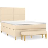  Krevet s oprugama i madracem krem 140x200 cm od tkanine | shoptok.hr