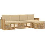  Set vanjskih sofa 5 pcs Bijela i bež 249 x 122,5 x 73 cm | shoptok.hr