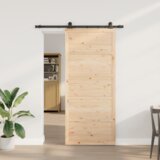 vidaXL Drsna vrata Rjava 80 x 208 cm Trdna borovina | Shoptok.si