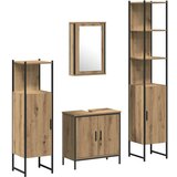  4-dijelni set kupaonskog namještaja u umjetnom hrastu | shoptok.hr