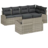 vidaXL 7-delni vrtni kavč set s blazinami Svetlo sivi poli ratan | Shoptok.si
