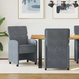 vidaXL Jedilni stoli s kolesi 2 pcs Temno siva 58 x 65 x 98 cm Žamet | Shoptok.si