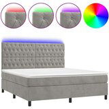  Box spring postelja z vzmetnico LED svetlo siva 160x200cm žamet, (20846840) | Shoptok.si