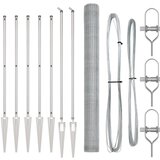 vidaXL Heksagonalna ograda 1,5x10 m Galvanizirani čelik, Ogradni stupovi s čavlima 7 kom Ø32 mm 170 cm Galvanizirani čelik | shoptok.hr
