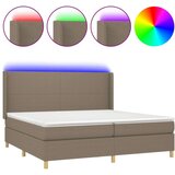 Krevet box spring s madracem LED smeđesivi 200x200 cm tkanina | shoptok.hr