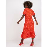 Fashion Hunters Red midi dress for women with RUE PARIS prints Cene