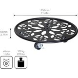 Wagner Pomični podstavek za lončnice BLACK, jeklo, nosilnost 60 kg, okrogle oblike, Ø 300 mm, črne barve | Shoptok.si