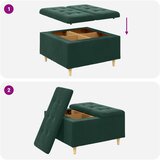  Otoman za pohranu s jastukom Tamnozelena 80 x 80 x 45 cm Baršun | shoptok.hr
