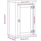vidaXL kupaonski zidni ormarić corona 45x27x64,5 cm masivna borovina | shoptok.hr