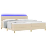  LED Box Spring Krevet s madracem Krema 200 x 200 cm tkanina | shoptok.hr