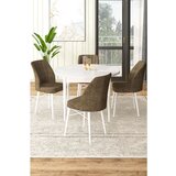 Hanah home Rox - White, Brown WhiteBrown Dining Table & Chairs Set (5 Pieces) | ePonuda.com