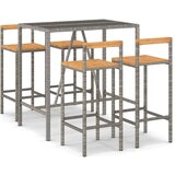 5-dijelni vrtni barski set sivi od poliratana i drva bagrema | shoptok.hr
