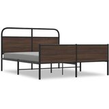 Maison Chic Kovinski Posteljni okvir - Dvoposteljna postelja - Zakonska postelja brez vzmetnice rjavi hrast 150x200 cm, (21695191) | Shoptok.si