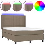  Box spring s madracem LED smeđesivi 140x200 cm tkanina | shoptok.hr