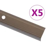 Obrobe za stopnice L-oblike 5 kosov aluminij 100 cm rjave, (22090380)
