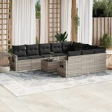 Maison Chic Seti vrtnega pohištva - Vrtna garnitura - Vrtni pohištvo set 11-delna z blazinami sv. siv poli ratan, (21809791) | Shoptok.si