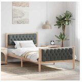 vidaXL posteljni okvir z vzglavjem, trden borov les/poliester, temno siva, 105,5×210,5×85,5 cm u