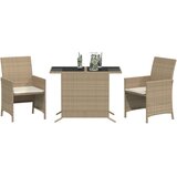  3-dijelni bistro set s jastucima bež od poliratana | shoptok.hr