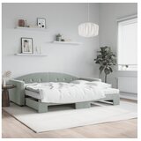 vidaXL Dnevni krevet na razvlačenje svjetlosivi 90 x 190 cm baršunasti | shoptok.hr