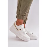 Boto Women's Sneakers On Platform Made Of Eco Leather White-Gold Brennessa | Shoptok.si